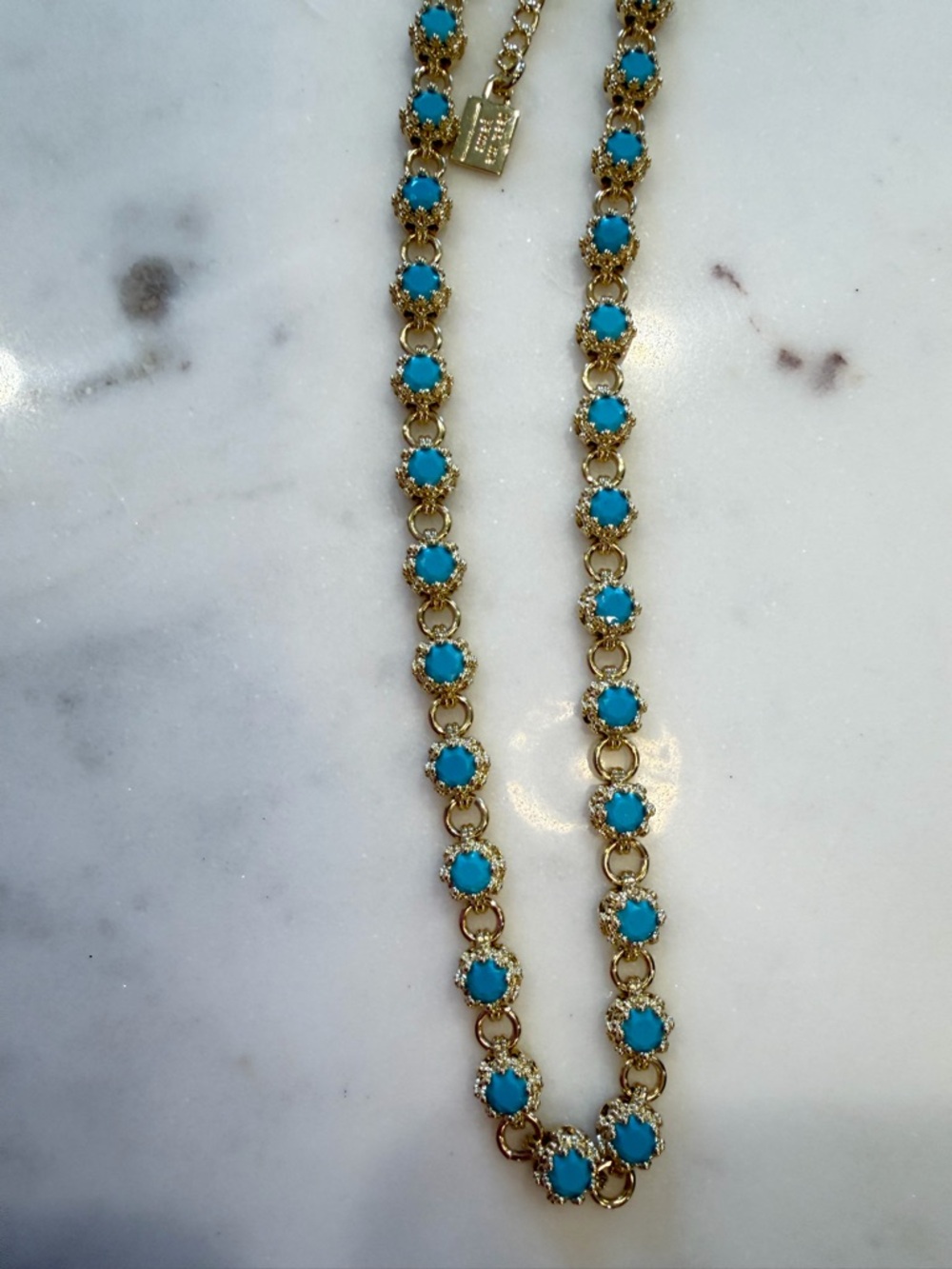 Feed Me Gems Baby Queen Turquoise Gold Tennis Necklace- limited edition - Picture 4 of 5